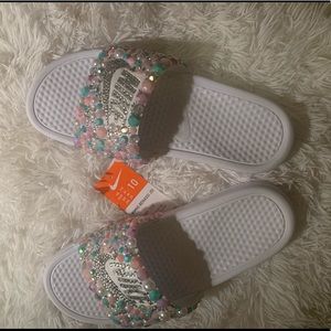 Blinged out Nike slides